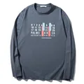 Überdimensionales Langarm-T-Shirt für Herren mit Grafikdruck in Dunkelgrau - XL / Oberteile / Graublau (T6512)