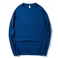 Classic dark blue long-sleeve T-shirt with a comfortable crew neck in plus size styles. - XL / Tops / Royal Blue