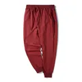 Plus size men's joggers in dark red burgundy color featuring an elastic drawstring waist - 2XL / Bottoms / Wine Red