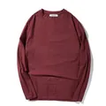Classic maroon plus size men's long sleeve crewneck t-shirt made of soft cotton fabric - XL / Tops / Brown Red