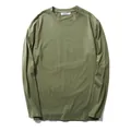 Men's olive green crew neck long-sleeve t-shirt, soft cotton plus size base layer top - XL / Tops / Army Green