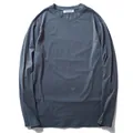 Men's casual solid color long-sleeve crew neck T-shirt in charcoal gray - XL / Tops / Grey Blue