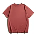 Oversized men's dropped shoulder short sleeve t-shirt in solid terracotta brick red - 8XL / Tops / Wine Red