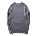 Classic men's dark gray solid color long sleeve crew neck cotton base layer t-shirt - XL / Tops / Dark Gray