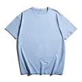 Premium men's oversized drop-shoulder short sleeve T-shirt in a solid light blue shade - Sky Blue