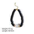 Handgefertigtes GLSEEVO Barock Süßwasserperlenarmband mit facettierten schwarzen Perlen - 18.5cm / Schwarze Barockperlen-Armbänder