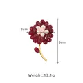 Red agate flower brooch with freshwater pearls and 13.1g weight specification - Pomegranate Red Brooch Set