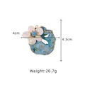 Baroque freshwater pearl flower brooch with blue geode and size measurement data - Flower Style Dual-use Brooch (GO0578) / Blue