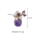 Elegant purple agate and freshwater pearl flower brooch with gold-plated finish details - Amethyst Baroque Flower Branch Dual-Use Brooch / Purple