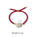 Elegant red braided rope bracelet featuring a natural white freshwater pearl flower ball - White Flower Ball Red String Bracelet