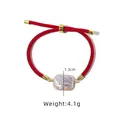 Red rope bracelet featuring a square purple Baroque pearl, 1.3cm width and 4.1g weight. - Purple Square Red String Bracelet