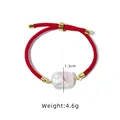 Handmade red rope bracelet with natural square pearl and gold accents weight 4.6g - White Square Pearl Red Rope Bracelet