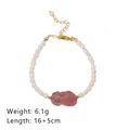 Elegantes Armband aus Erdbeerquarz-Pixiu und Süßwasserperlen mit verstellbarer Goldkette. - Pixiu Stil / 16+5cm
