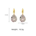 French style colorful tourmaline teardrop earrings with baroque pearl and gold hooks - Clay-Set Baroque Pearl Tourmaline Ear Hook / 4.1cm x 1.8cm / Colorful