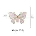 Elegant butterfly brooch with pearl and crystals, dimensions 4.8x3cm, weight 13.6g - Butterfly Insect