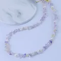 Collier fait main en éclats d'améthyste naturelle et perles d'eau douce raffiné - Collier en Améthyste Concassée