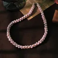 Elegante handgemaakte roze zoetwaterparel en glaskraal gedraaide ketting SKU-variant - Chokerketting / Natuurlijke Paarse Parel Glas Ketting