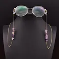Elegant gold plated eyeglass chain decorated with natural purple amethyst stones for women - Amethyst Symmetrical Glasses Chain