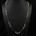 Elegant long gold-plated chain necklace with spaced natural freshwater pearls for women - Simple Interval Style-86cm