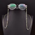 Handmade natural pearl glasses chain with dainty gold-tone metal links for women - Pearl Wire Wrapped Symmetrical Glasses Chain