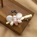 Elegante fermaglio per capelli a farfalla fatto a mano con perle d'acqua dolce - Set Fermaglio Farfalla
