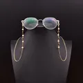 Elegant natural pearl glasses chain with gold plating and colorful stone beads - Asymmetric Colorful Stone Glasses Chain