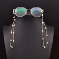 Elegant gold-tone glasses chain featuring natural white pearls for anti-drop utility - Small Pearl Glasses Chain