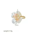 Elegant natural pearl flower ring with white shell petals and a gold-plated band - Shell Flower Pink Pearl Style