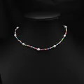 Collier artisanal de style ethnique avec perles naturelles et perles colorées - Collier Perle Blanche Unique Émail Multicolore