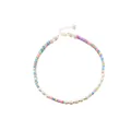 Elegant bohemian rainbow clay bead necklace with natural freshwater pearls and gold clasp - Colorful Polymer Clay and Triple White Pearl Necklace Set