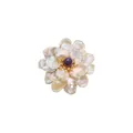Elegant handmade flower brooch with natural baroque pearls and purple amethyst - Purple Stone Style / Purple