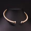 Elegant handmade gold-plated choker necklace featuring natural freshwater pearls - Double Layer Pearl Style