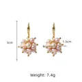 Elegant pink-purple freshwater pearl cluster drop earrings, 3cm length, gold-toned. - Patchwork Multi-Band Pink and Purple Earring Sets