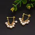 Elegant 925 silver pearl dangle earrings with vintage handcrafted cluster design. - Mini Pearl Earrings