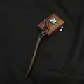 Handmade 15cm wooden hairpin with cloisonne lotus tassel and pearls for ancient style. - Cloisonne Lotus Tassel Hairpin