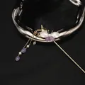 Eleganter Schmetterlings-Haarstab mit Perlen und lila Perlen im traditionellen Stil - Schmetterling Set Haarstab