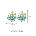 Elegant freshwater pearl drop earrings with light blue turquoise beads and gold accents - 2-Way Blue Turquoise Earrings