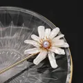 Handmade baroque pearl sunflower hair stick with gold finish for Hanfu styling - Baroque Hairpin With Purple Center