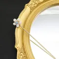 Vintage gold-toned hair stick with natural pearl shell flower and blue stone detail - Aquamarine Flower Style