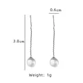 Eleganti orecchini pendenti lunghi in argento S925 con perle d'acqua dolce e dimensioni - Stile della linea dell'orecchio / Lunghezza 3.8cm