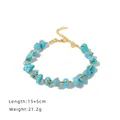 Handmade turquoise wire-wrapped bracelet with 15+5cm adjustable extension chain - 15 and 5cm / Turquoise Wire Wrap Style
