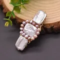 Exquisite handmade natural baroque pearl hair clip with elegant retro gold filigree design - White Square Baroque Pearl Hair Clip
