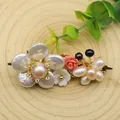 Handmade vintage hair clip featuring natural pearls and a delicate pink rose flower - Butterfly Flower Hair Clip