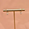 Elegant baroque pearl stud earrings with 925 silver needles featuring a vintage gold design. - Geometric Small Stud Style