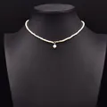 Elegant minimalist natural white pearl choker necklace with a single round pearl pendant - Pendant Pearl Necklace