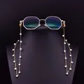 Elegant gold-tone eyeglass chain with white freshwater pearls for sunglasses decoration - Symmetrical Small Pearl Eyeglass Chain