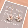 Handmade baroque pearl flower drop earrings with elegant golden 925 silver wire hooks - Large Ear Hook Flower Stud Set Style