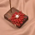 Elegant vintage handmade red coral design hair clip featuring a natural pearl center. - Irregular Coral Hair Clip