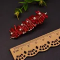 Elegant vintage handmade hair clip with red sea bamboo and natural pearls for women - Irregular Coral Duckbill Hair Clip