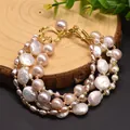 Mehrlagiges rosa Perlenarmband, elegantes handgemachtes Schmuckstück für Damen, Geschenk. - Vierschichtiges Armband